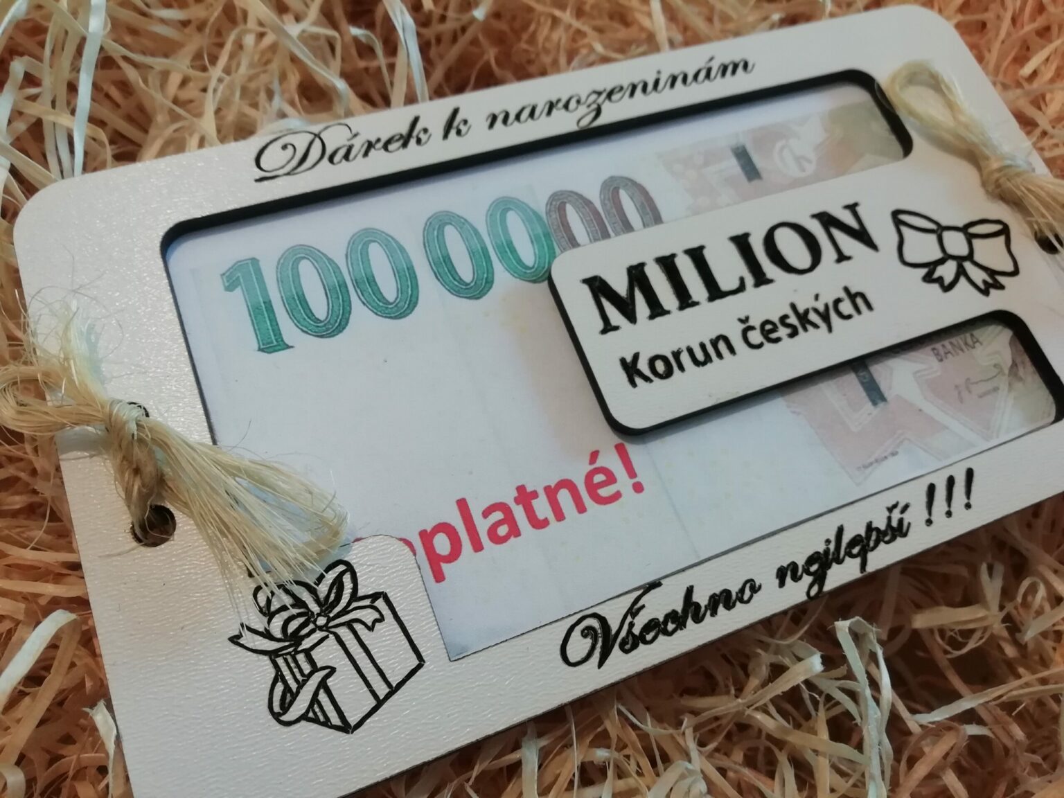 20003 - Dřevěná obálka na peníze - Milion